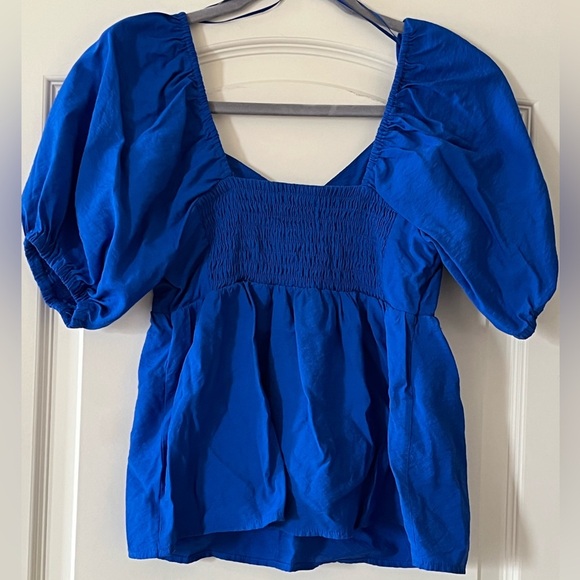 Nine West Rich Blue Balloon Sleeve Blouse Women’s size small - Picture 4 of 13